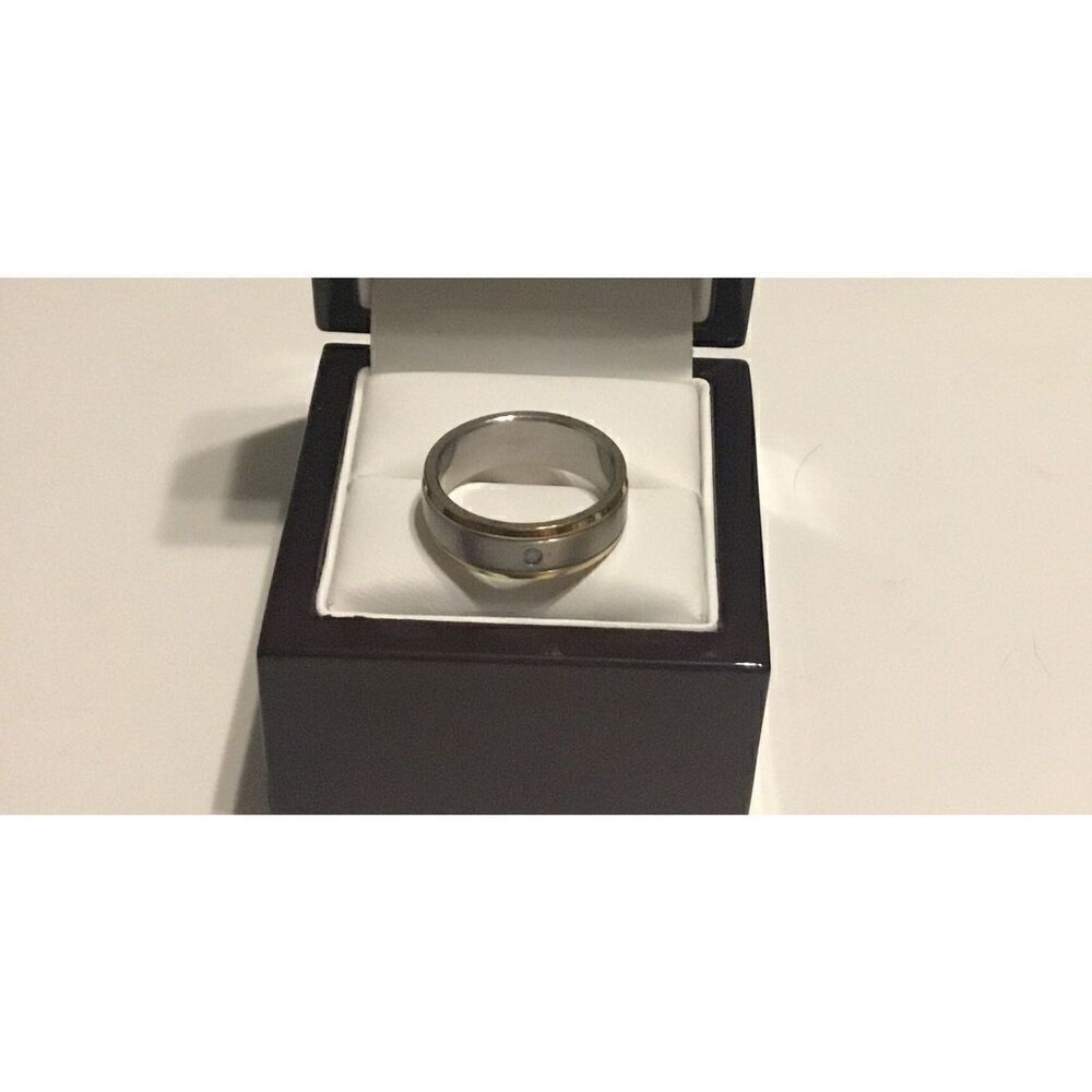 New Mens Two-Tone Stainless Steel Spinner Band Ring Sz 9